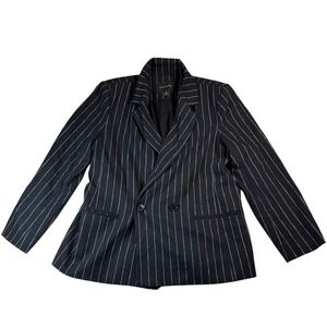 Banana Republic Petite 12 Black White‎ Pinstripe Linen Blend Blazer Career